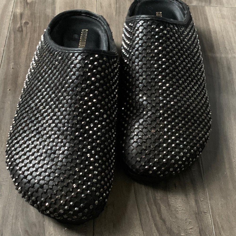 ‘Cushionaire’ Black Studded Women’s Slide-On Shoes